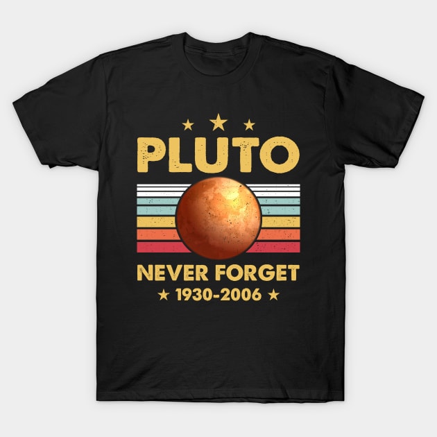 Never Forget Pluto Retro Style Funny Space, Science T-Shirt by lenaissac2